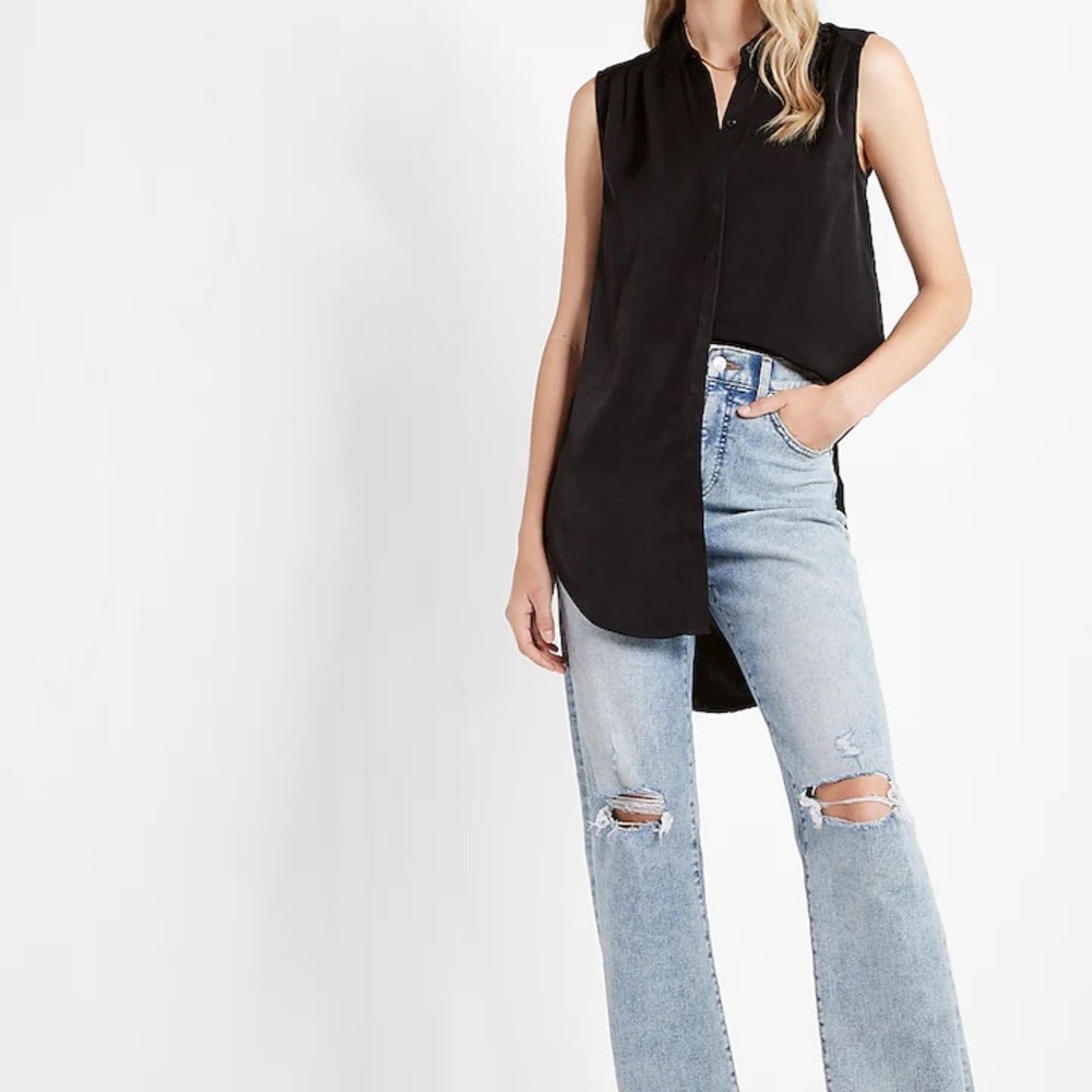 NWT Express Sleeveless Pleated Shoulder Tunic Shirt